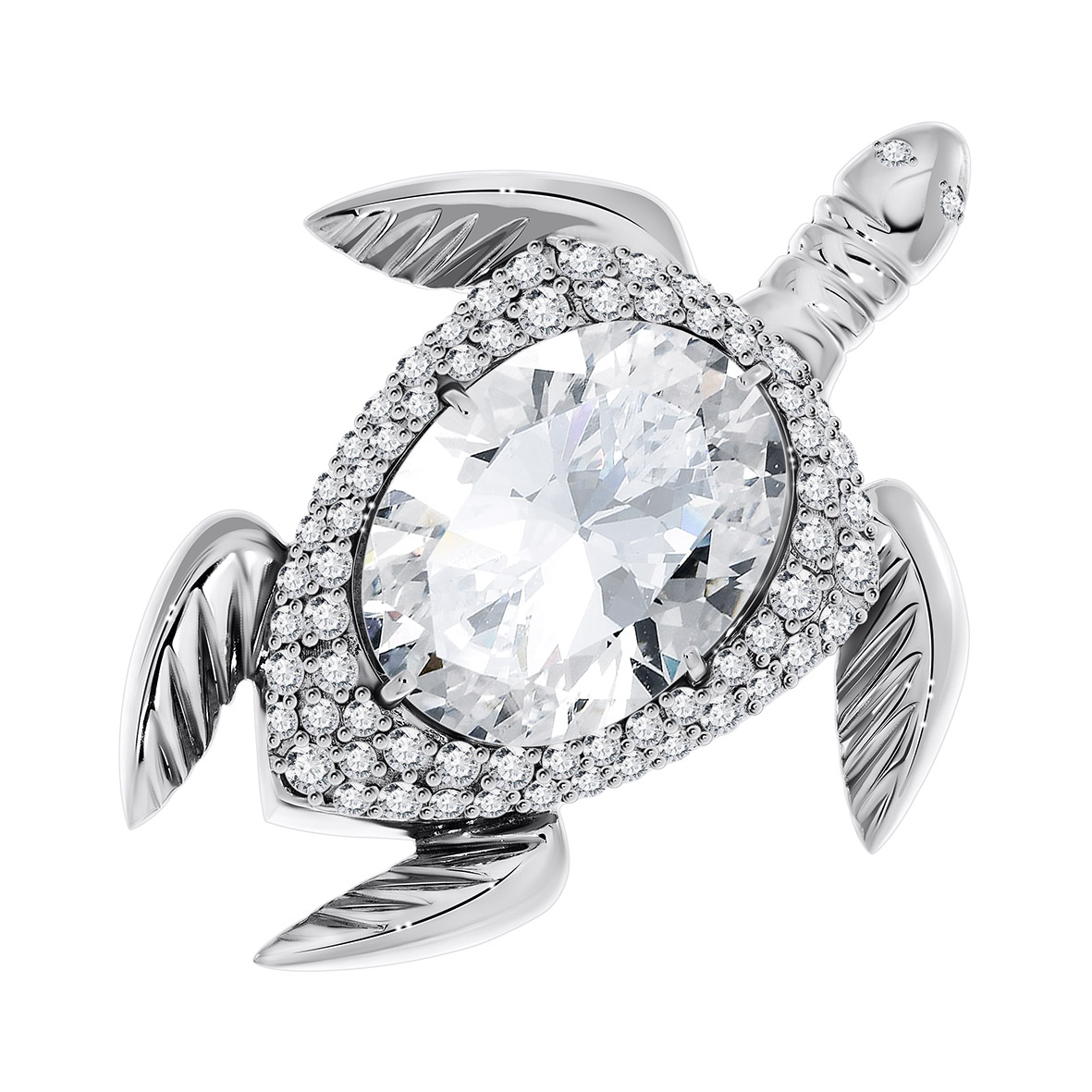 Купить оптом брошь из серебра с фианитами 6R023728 от Krasnoe