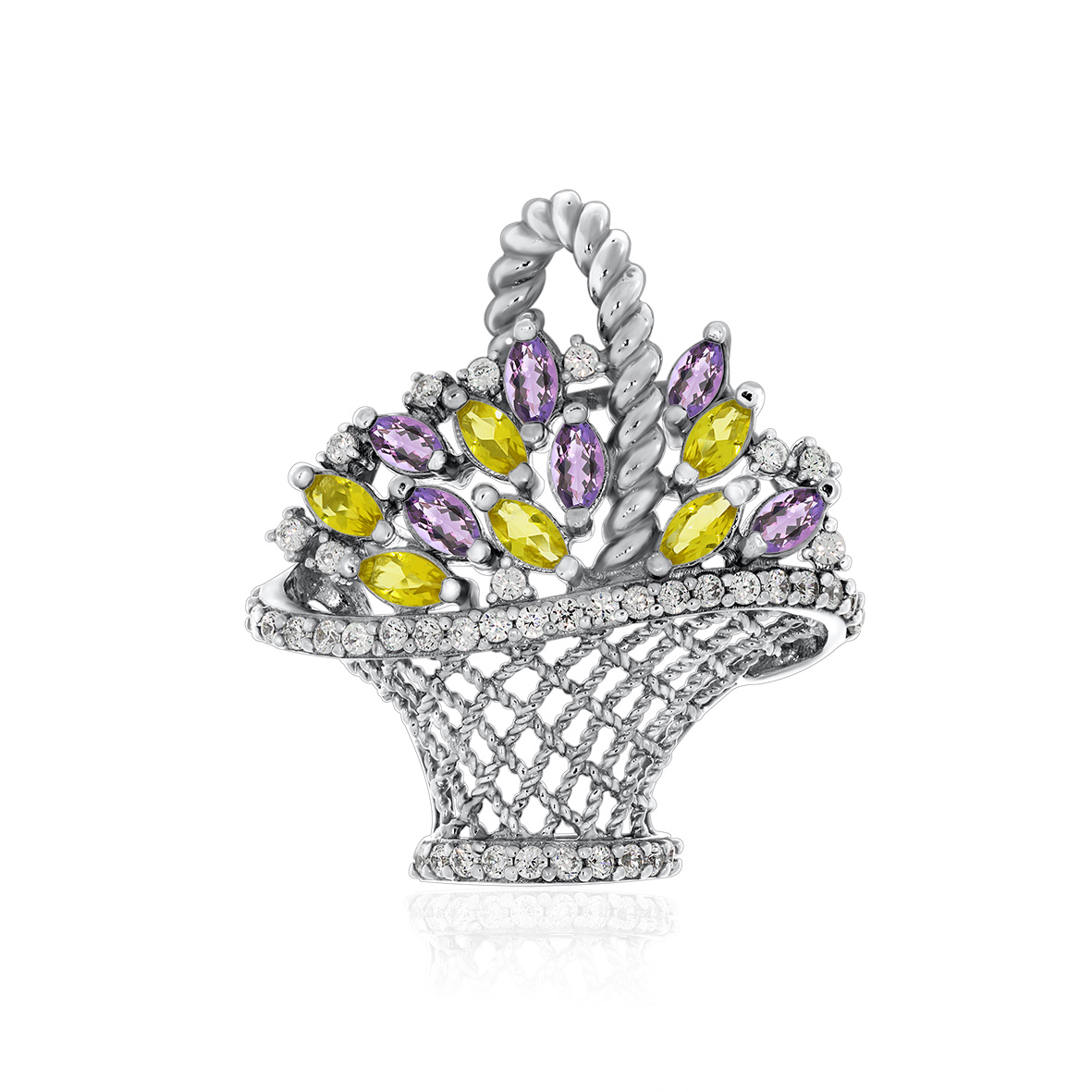 Купить оптом подвеска из серебра с стеклоами, кристалл ювелирныйами и фианитами 3340293574л-52 от Krasnoe