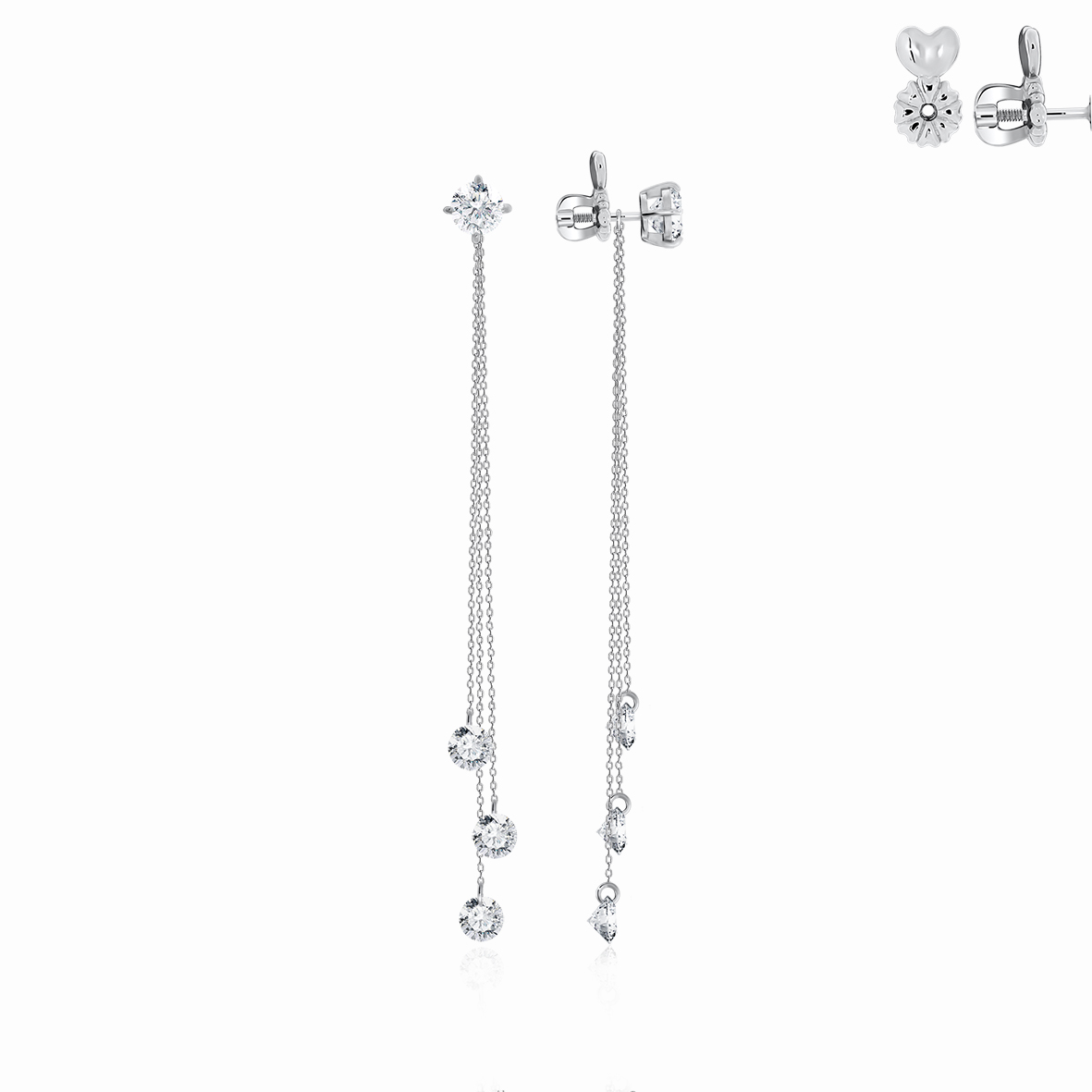 Купить оптом пусеты из серебра с фианитами 2340201621-3 от Krasnoe