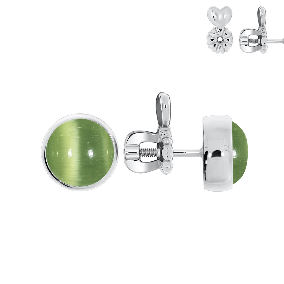 Купить оптом пусеты из серебра с кошачий глазами П340262780-60 от Krasnoe