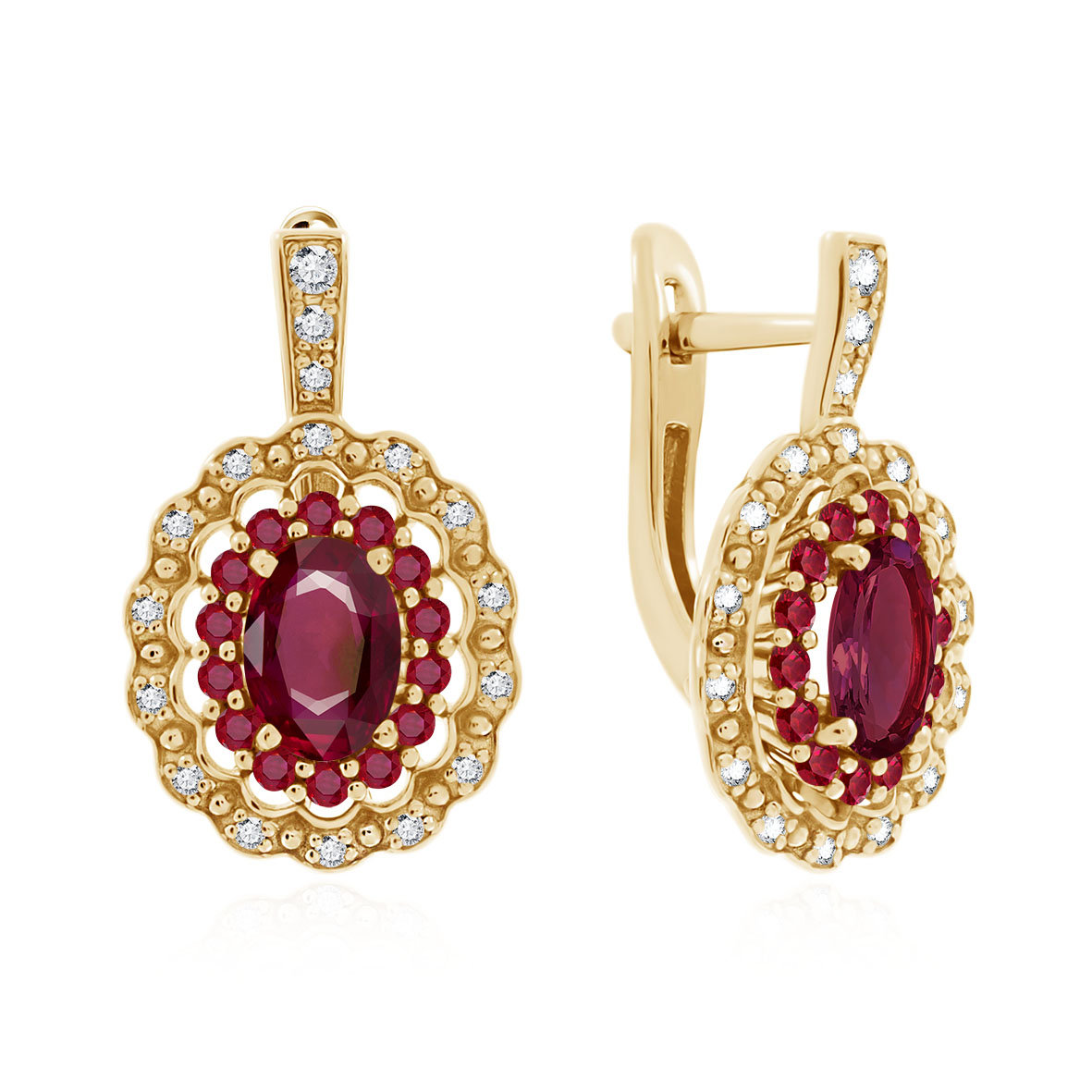 Купить оптом серьги из серебра с рубинами, рубинами и топазами 2320А31805 от Krasnoe