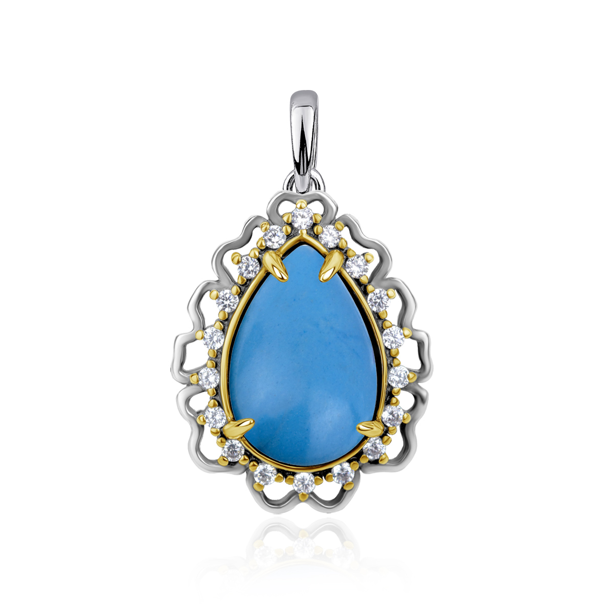 Купить оптом подвеска из серебра с бирюзой и фианитами 3317Б25325л от Krasnoe