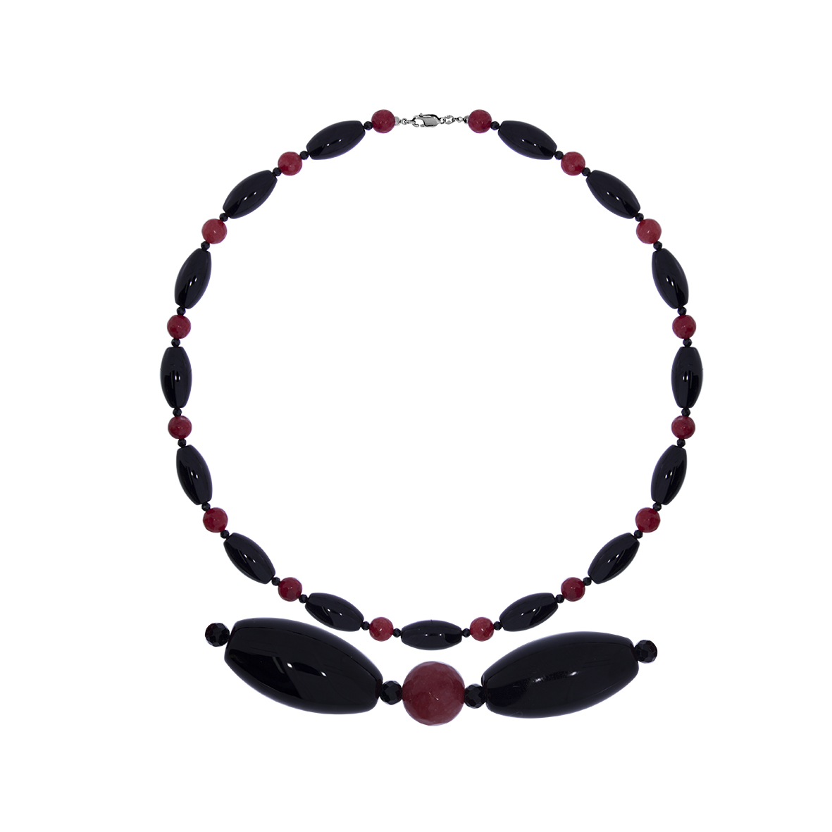 Купить оптом бусы из серебра с ониксами, агатами и со шпинелью 8340396204-55 от Krasnoe