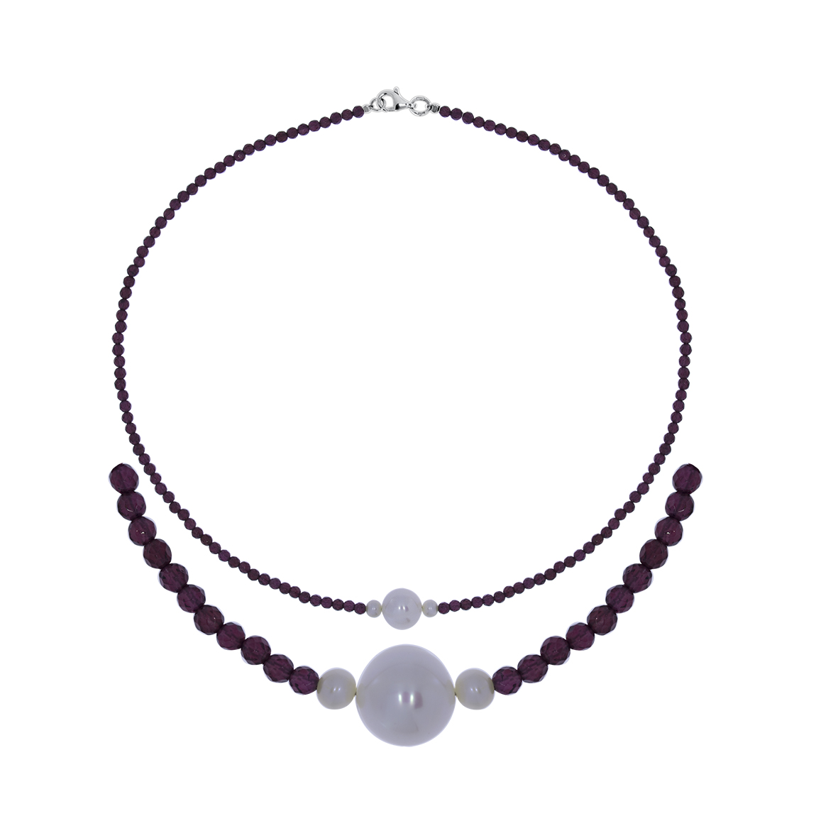 Купить оптом колье из серебра с жемчугами и гранатами 8340156106-40 от Krasnoe