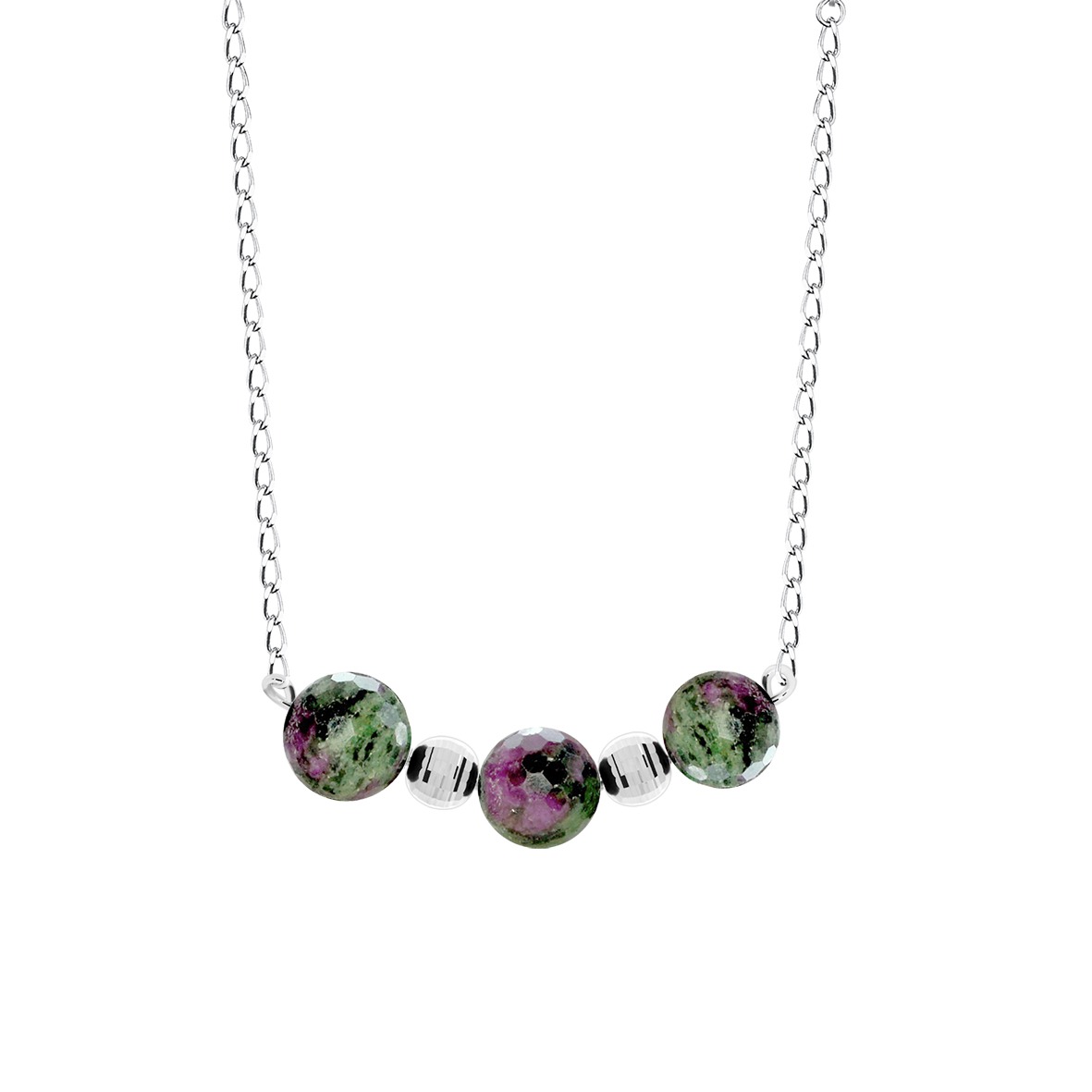 Купить оптом колье из серебра с цоизитами 8340593024-40 от Krasnoe