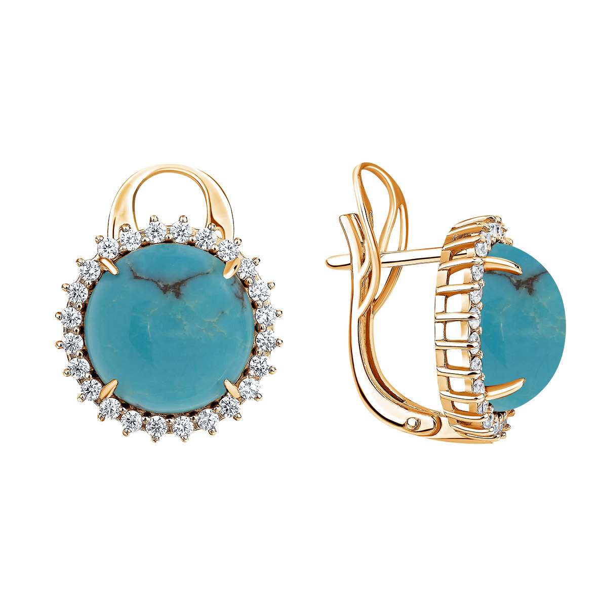 Купить оптом серьги из серебра с бирюзой и фианитами 2320311977 от Krasnoe