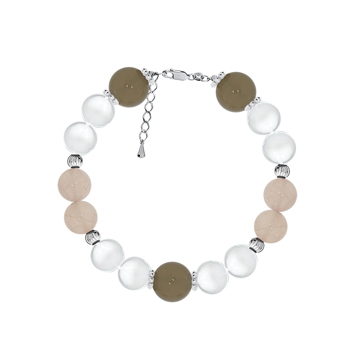 Купить оптом браслет из серебра с агатами, кварцем и хрусталём 4340876259-18-48 от Krasnoe