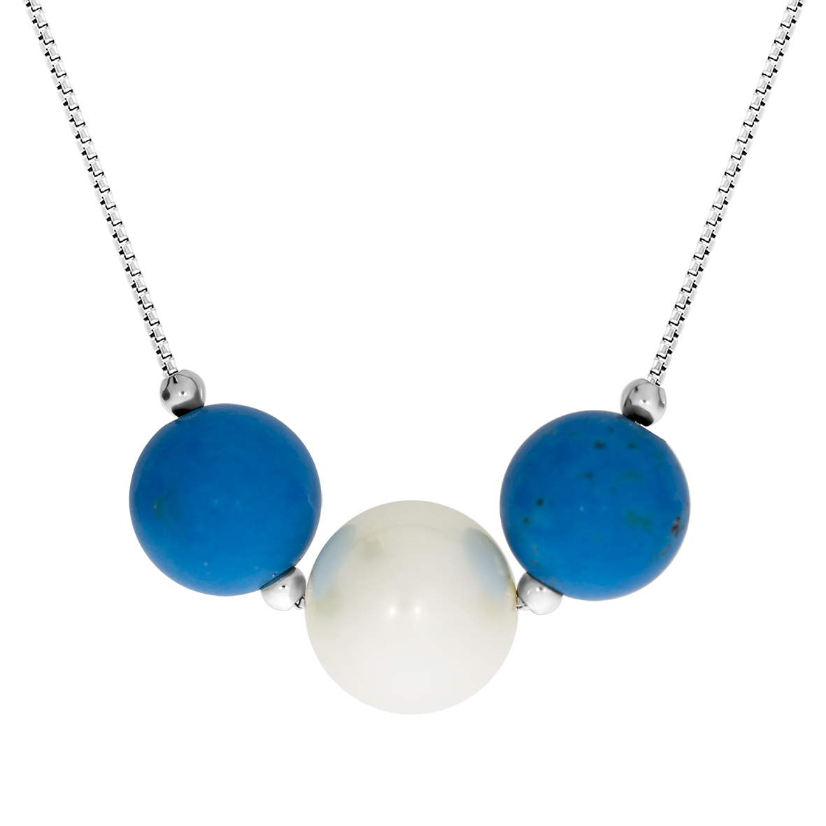 Купить оптом колье из серебра с жемчугом и бирюзой 8340053063-45 от Krasnoe