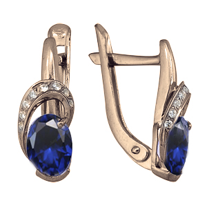 Купить оптом серьги из серебра с сапфирами и фианитами 3032013224 от Krasnoe