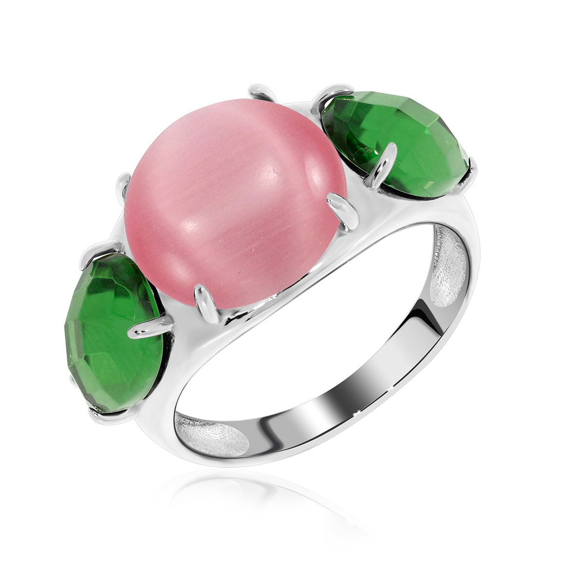 Купить оптом кольцо из серебра с кошачий глазом и ситаллами 1340531185-30 от Krasnoe