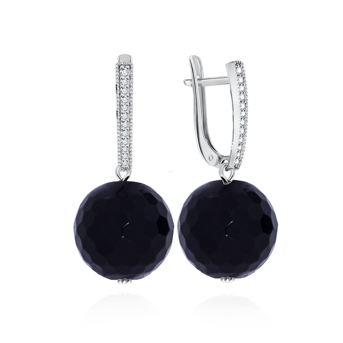 Купить оптом серьги из серебра с ониксами и фианитами 2340430839л от Krasnoe