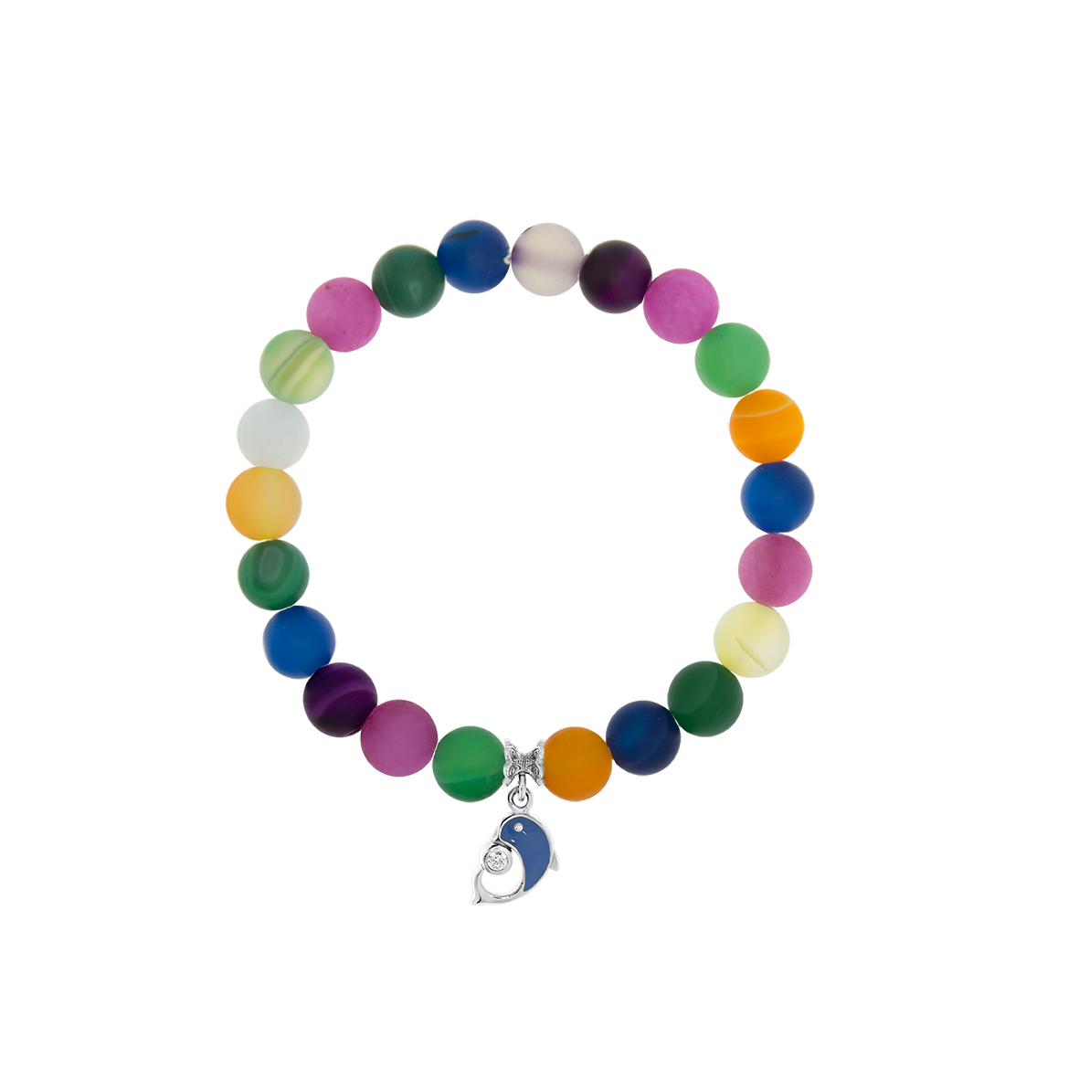 Купить оптом браслет из серебра с эмалью, фианитами и агатами 4340396426 от Krasnoe