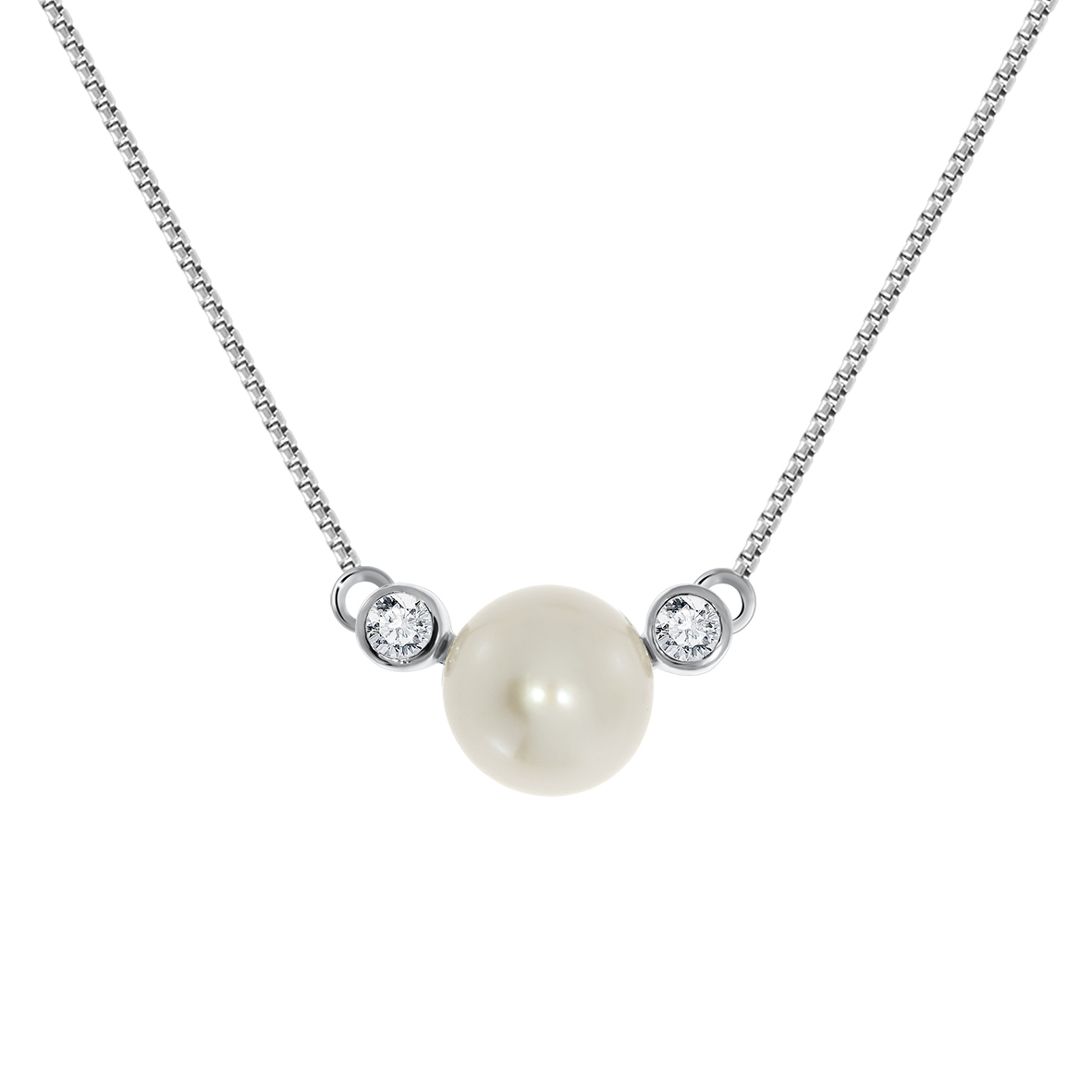 Купить оптом колье из серебра с жемчугом и фианитами 8340050809л-45 от Krasnoe
