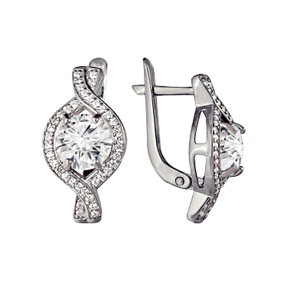 Купить оптом серьги из серебра с фианитом 3207013588л от Krasnoe