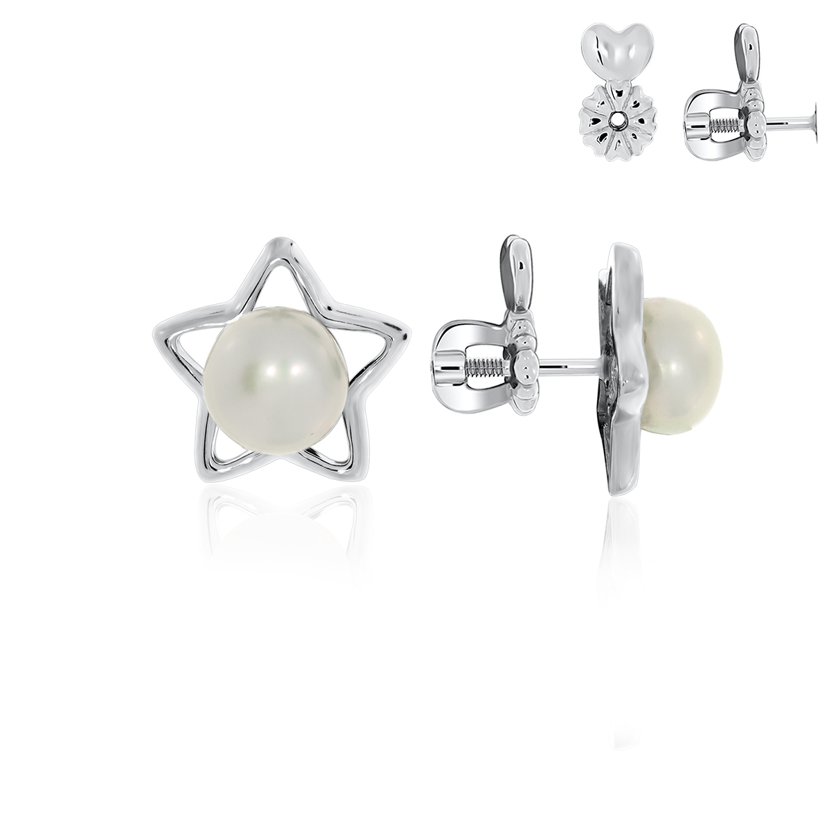 Купить оптом пусеты из серебра с жемчугами и жемчугами П340050889 от Krasnoe