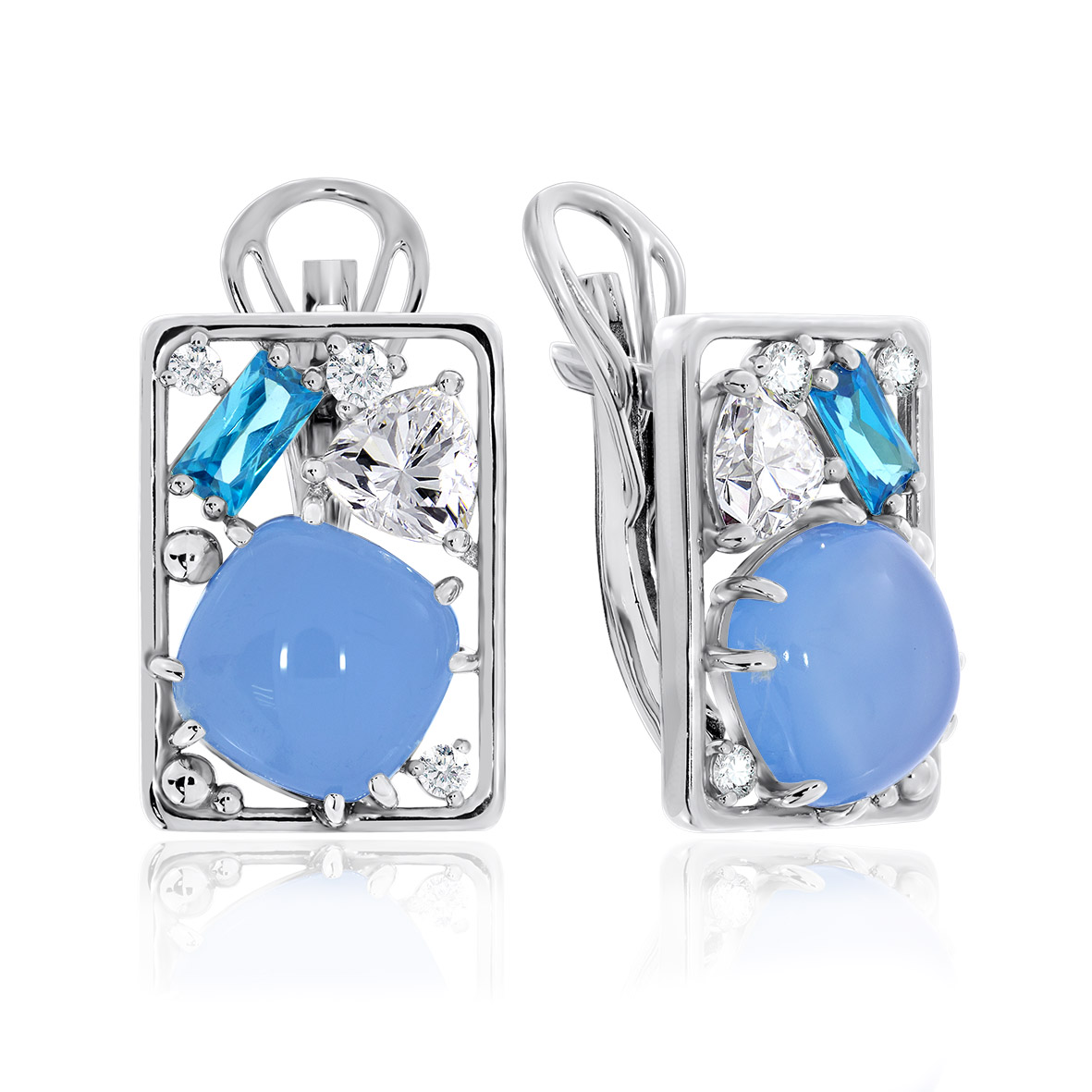 Купить оптом серьги из серебра с халцедонами и фианитами 2340601177-70 от Krasnoe