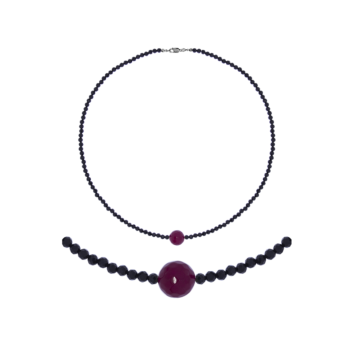 Купить оптом колье из серебра с агатомсо шпинелью 8340396105-40 от Krasnoe