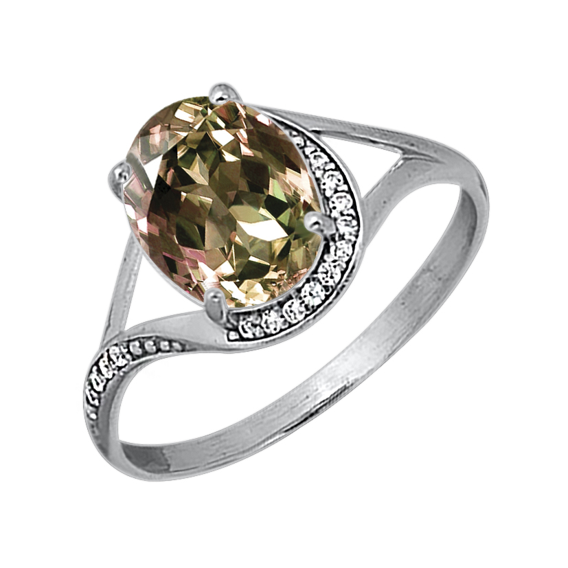 Купить оптом кольцо из серебра с султанитом и фианитами 3617002517л от Krasnoe