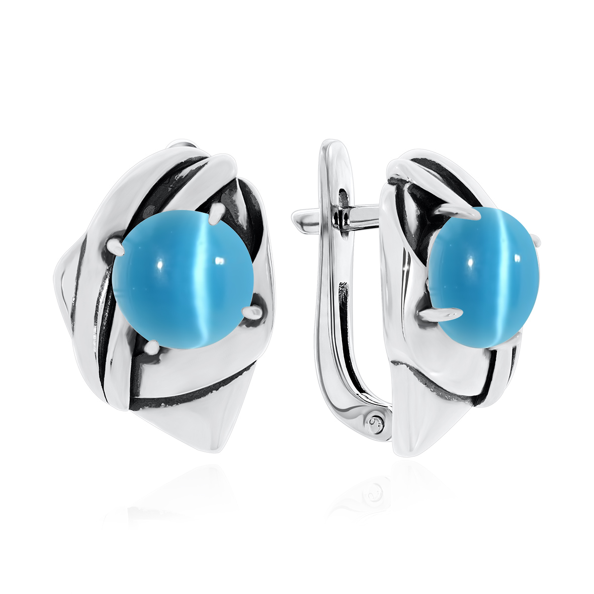 Купить оптом серьги из серебра с кошачий глазами 2310262363-70 от Krasnoe