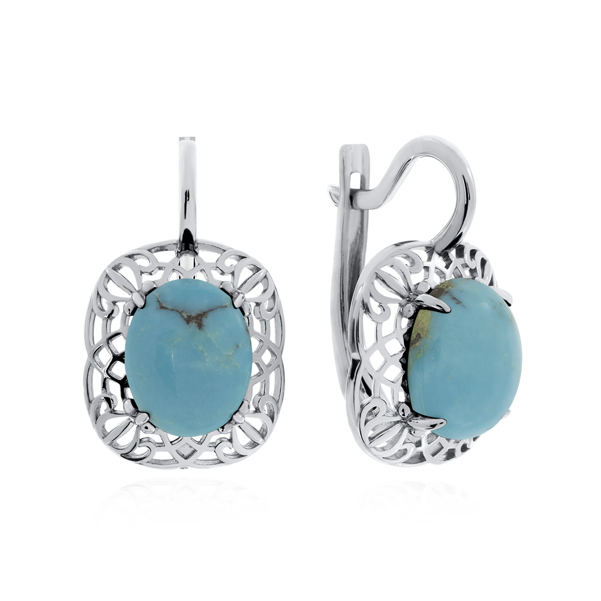 Купить оптом серьги из серебра с бирюзой 2340311953 от Krasnoe