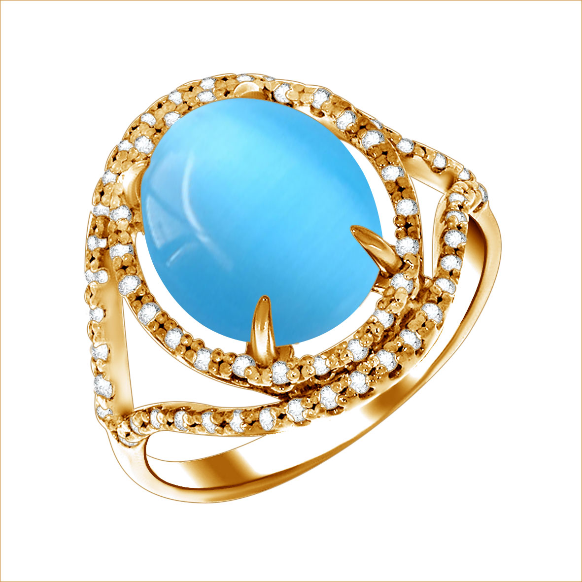 Купить оптом кольцо из серебра с кошачий глазом и фианитами 1320260194-5 от Krasnoe