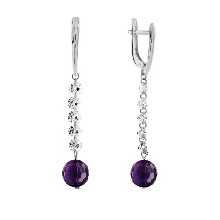 Купить оптом серьги из серебра с аметистами и фианитами 2340060624-1 от Krasnoe