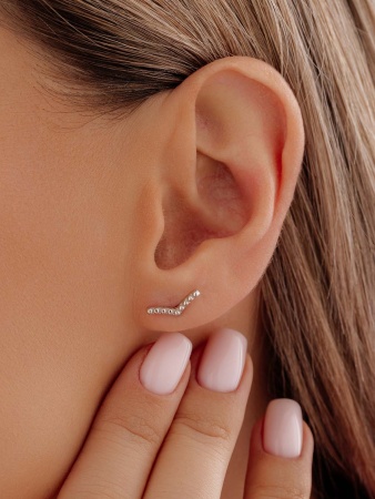 Купить оптом пусеты из серебра с фианитами 2340205454л от Krasnoe