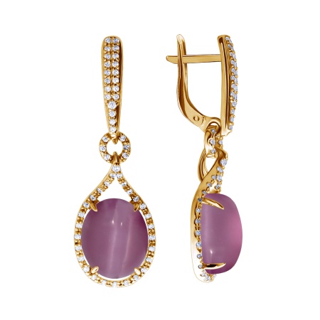 Купить оптом серьги из серебра с кошачим глазом и фианитами 2320260194-3 от Krasnoe