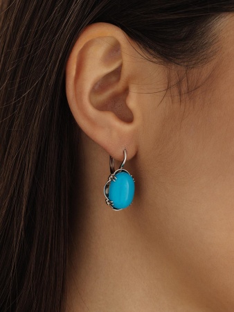 Купить оптом серьги из серебра с бирюзой 2340311997 от Krasnoe