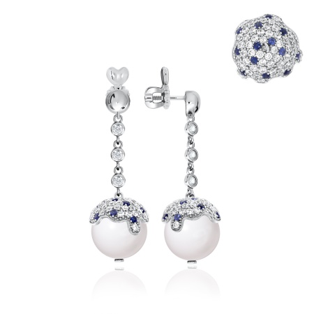 Купить оптом пусеты из серебра с агатами, ситаллами и фианитами 2340390850л-10 от Krasnoe