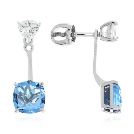 Купить оптом серьги из серебра с фианитами и ситаллами 2340884765-73 от Krasnoe