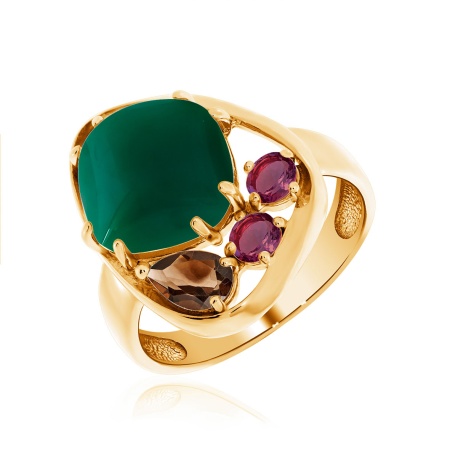 Купить оптом кольцо из серебра с агатом и фианитами 1320391169-60 от Krasnoe