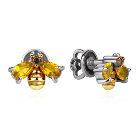 Купить оптом пусеты из серебра с топазами и ситаллами 2317С32130л-54 от Krasnoe