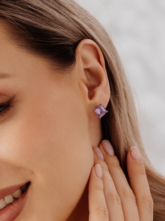 Купить оптом пусеты из серебра с аметистами 2340061912 от Krasnoe