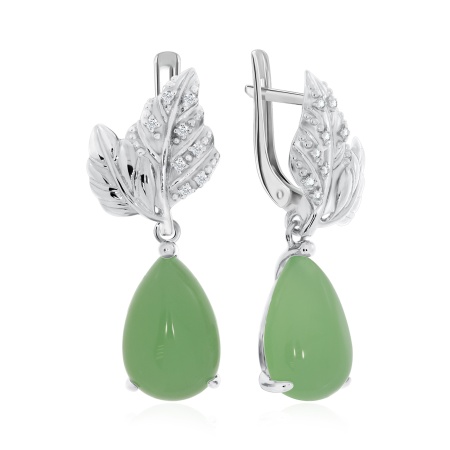 Купить оптом серьги из серебра с нефритами и фианитами 2340352266 от Krasnoe