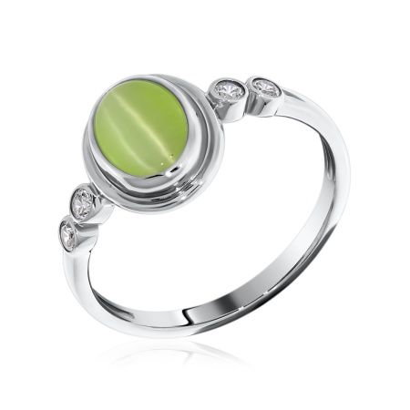 Купить оптом кольцо из серебра с кошачий глазом и фианитами 1340260377л-65 от Krasnoe