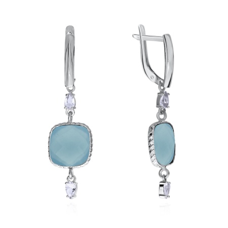 Купить оптом серьги из серебра с халцедонами и фианитами 2340602878л-70 от Krasnoe