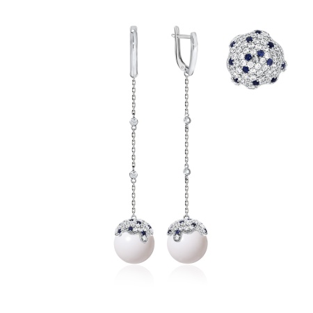 Купить оптом серьги из серебра с агатами, ситаллами и фианитами 2340390840л-10 от Krasnoe