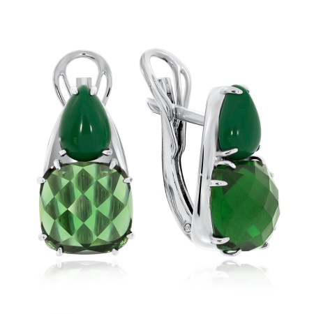 Купить оптом серьги из серебра с ситаллами и нефритами 2340351186-60 от Krasnoe