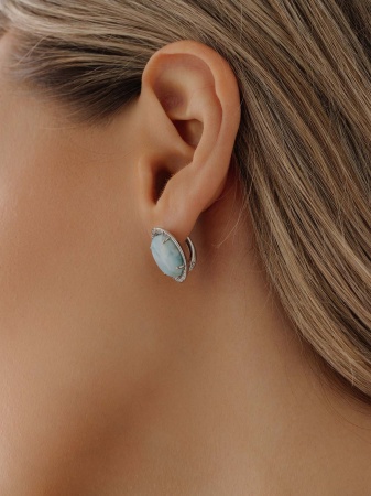 Купить оптом серьги из серебра с ларимарами и фианитами 2340Л11968л от Krasnoe