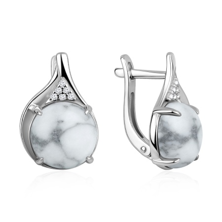 Купить оптом серьги из серебра с кахолонгами и фианитами 2340К05892л от Krasnoe