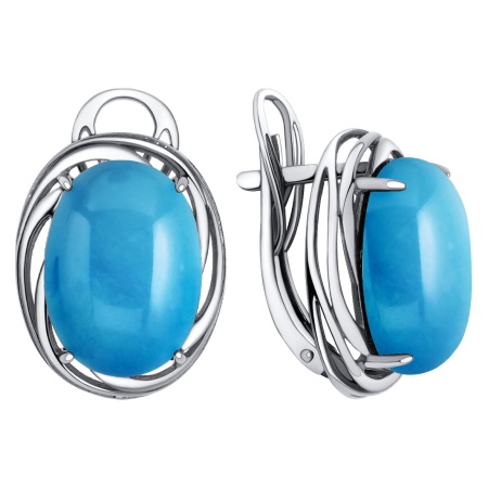 Купить оптом серьги из серебра с бирюзой 2340Б25740 от Krasnoe