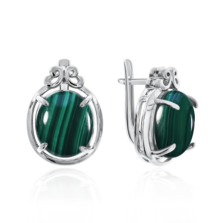 Купить оптом серьги из серебра с малахитами 2340380111 от Krasnoe