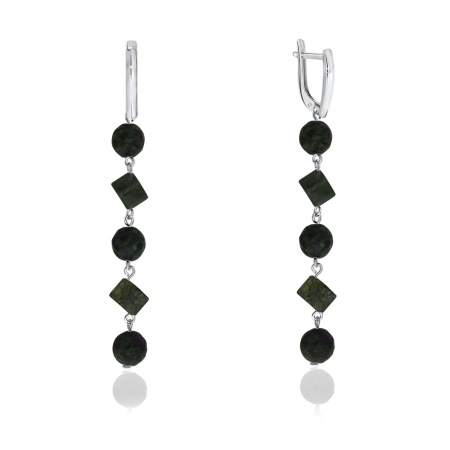 Купить оптом серьги из серебра с агатами и цоизитами 2340870673-11 от Krasnoe