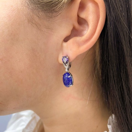 Купить оптом серьги из серебра с лазуритами и фианитами 2340472315л-92 от Krasnoe