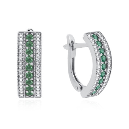 Купить оптом серьги из серебра с изумрудами и фианитами 2340011461л-2 от Krasnoe