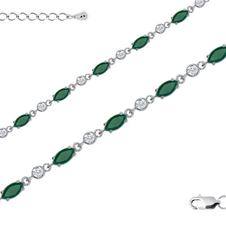 Купить оптом браслет из серебра с агатами и фианитами 4340392510л-19-60 от Krasnoe