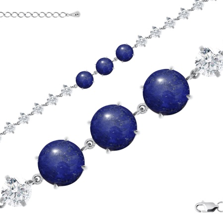 Купить оптом браслет из серебра с лазуритами и фианитами 4340472508-17 от Krasnoe