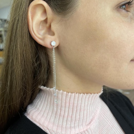 Купить оптом пусеты из серебра с фианитами 2340201624-2 от Krasnoe