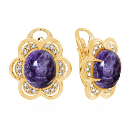 Купить оптом серьги из серебра с чароитами и фианитами 2329461882л от Krasnoe